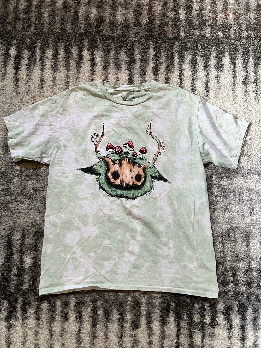 Mint Tie-Dye T-Shirt with Woodland Creature Graphic